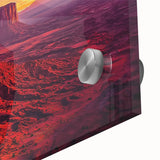 Close-up of a vibrant desert landscape acrylic glass artwork showcasing rich colors and intricate details, perfect for modern home décor and art enthusiasts.