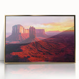 Framed acrylic artwork showcasing a stunning desert landscape with vibrant gold accents, perfect for home decor, creating a warm and inviting atmosphere.