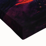 Close-up of a desert landscape stretched canvas artwork showcasing vibrant orange and yellow hues, highlighting textured details and natural elements, perfect for home decor.