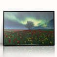 Framed acrylic artwork showcasing a serene landscape of lush green fields under a clear blue sky, featuring a sleek black frame for modern decor. Perfect for adding a touch of nature-inspired elegance to any living space or office.