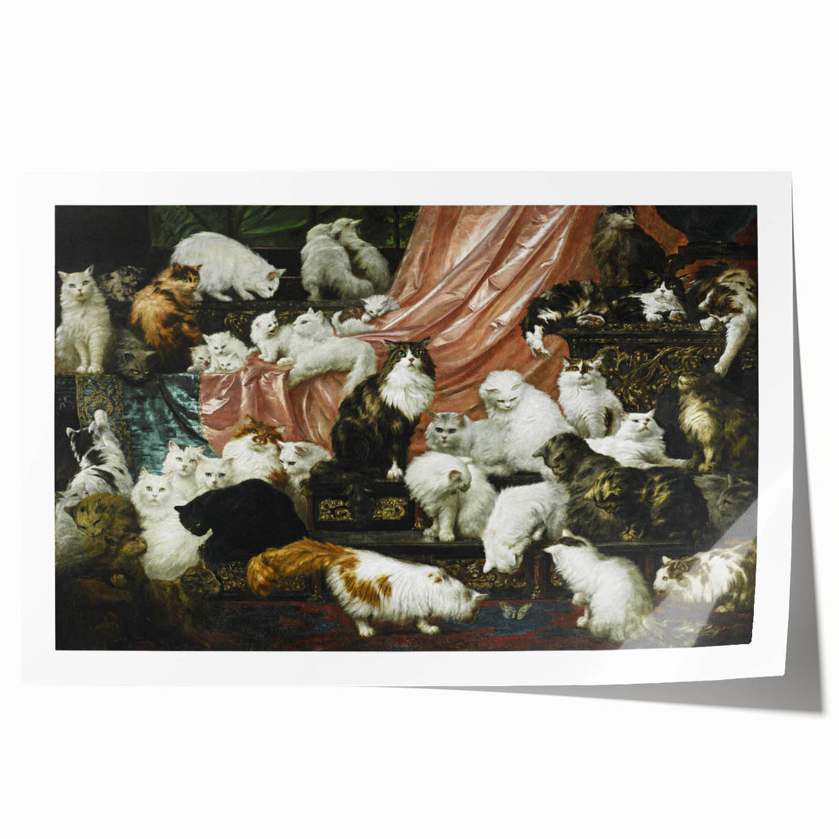 Modern Wall Art: Charming Cat Scene in Elegant Victorian Style