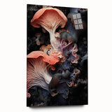 Large abstract wall art on acrylic glass depicting swirling blue and gray patterns, ideal for bedroom or dining room decor.