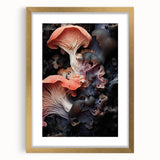 Extra large abstract art print featuring textured swirls in muted gold and cream, framed in gold.