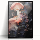 Large abstract wall art on acrylic, featuring black and white organic shapes, framed in black.