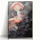 Mid-century modernist art featuring geometric shapes in silver and grey on a framed acrylic, ideal for modern art wall decor.