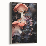 Framed canvas of a vintage landscape art painting, featuring bright colorful elements on a black background.