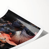 Extra large wall art featuring line art flowers in black on white, rolled canvas print, suitable for large living room decor.