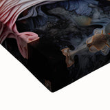 Black and white landscape art painting on stretched canvas, featuring a detailed close-up of natural elements.