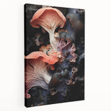 Close-up view of natural elements on a stretched canvas, featuring earthy tones, ideal for kitchen wall art.