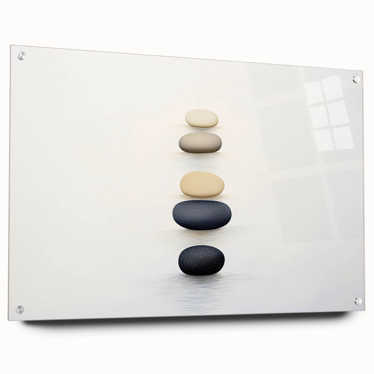 Close-up of nature elements in muted green and brown tones on acrylic glass, suitable for bedroom or dining room decor.
