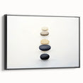 Black and white landscape art painting on framed canvas, depicting serene nature elements, ideal for bedroom wall decor.