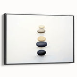 Black and white landscape art painting on framed canvas, depicting serene nature elements, ideal for bedroom wall decor.