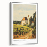 Vintage poster art of Camille Pissarro's painting, with a vivid color palette on a large framed canvas.