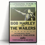 Vintage Bob Marley Uprising Tour Poster 1980 - Retro Music Wall Art