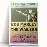 Vintage Bob Marley Uprising Tour Poster 1980 - Retro Music Wall Art