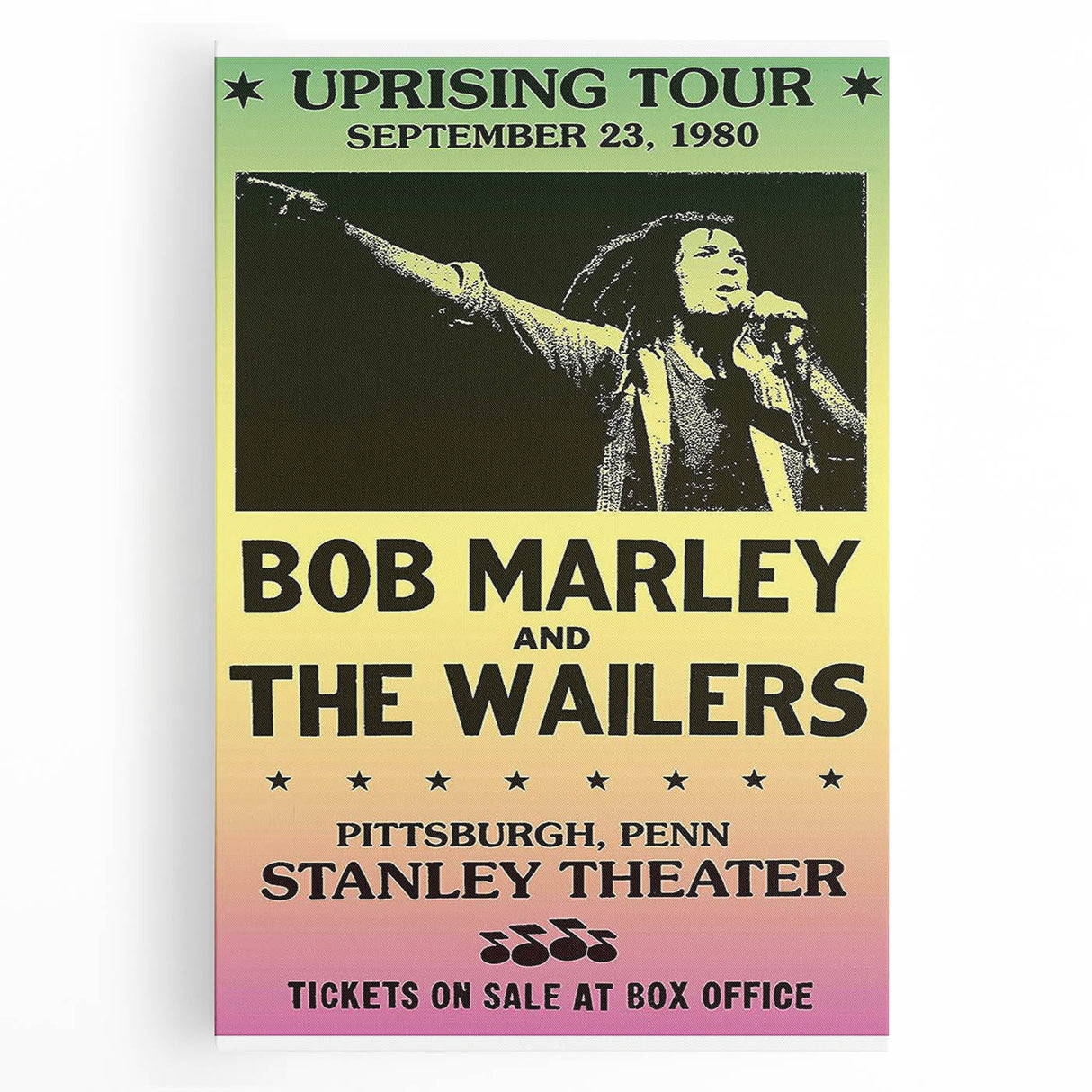 Vintage Bob Marley Uprising Tour Poster 1980 - Retro Music Wall Art