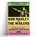 Vintage Bob Marley Uprising Tour Poster 1980 - Retro Music Wall Art