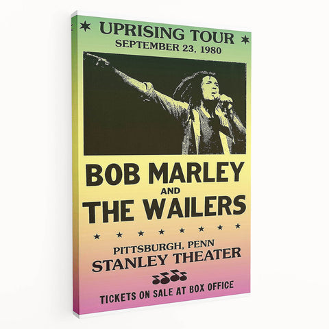 Vintage Bob Marley Uprising Tour Poster 1980 - Retro Music Wall Art