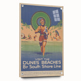 Vintage Indiana Dunes Beaches Poster | Retro South Shore Line Art