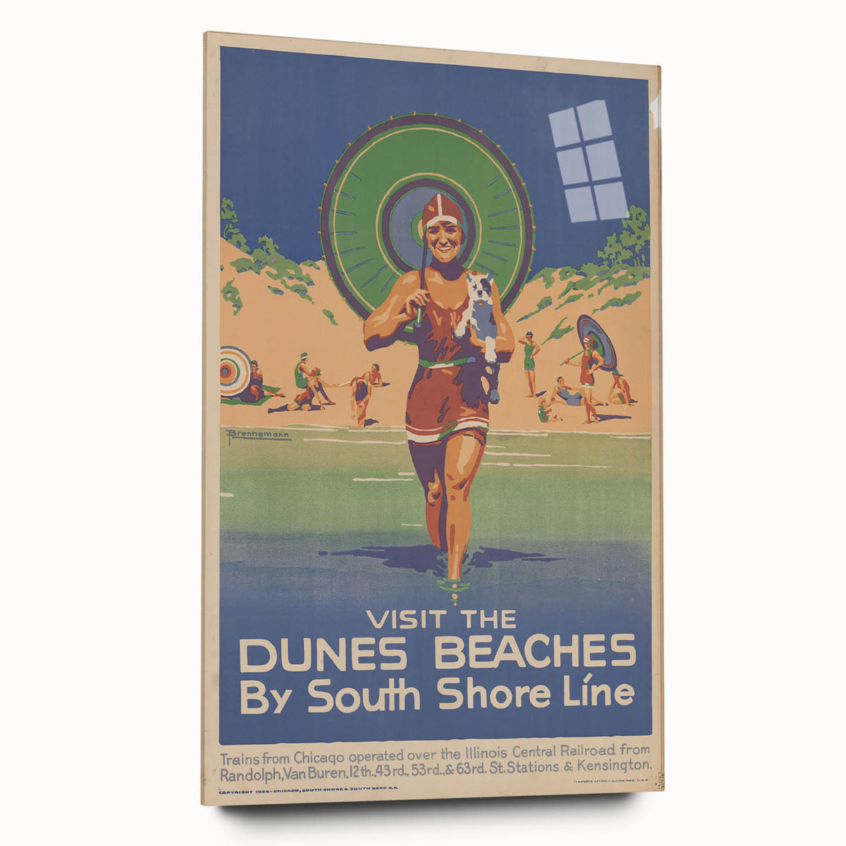 Vintage Indiana Dunes Beaches Poster | Retro South Shore Line Art
