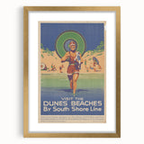Vintage Indiana Dunes Beaches Poster | Retro South Shore Line Art