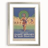 Vintage Indiana Dunes Beaches Poster | Retro South Shore Line Art