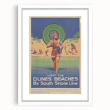 Vintage Indiana Dunes Beaches Poster | Retro South Shore Line Art
