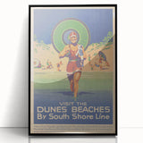 Vintage Indiana Dunes Beaches Poster | Retro South Shore Line Art