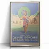 Vintage Indiana Dunes Beaches Poster | Retro South Shore Line Art