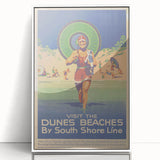 Vintage Indiana Dunes Beaches Poster | Retro South Shore Line Art