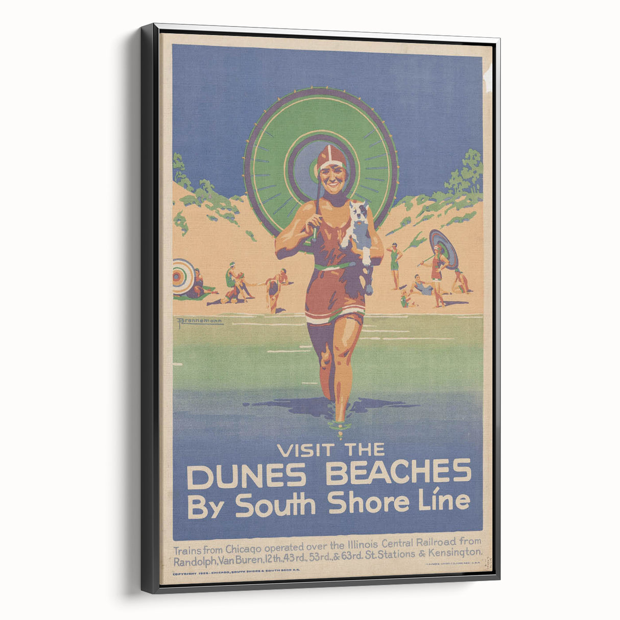 Vintage Indiana Dunes Beaches Poster | Retro South Shore Line Art