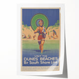 Vintage Indiana Dunes Beaches Poster | Retro South Shore Line Art