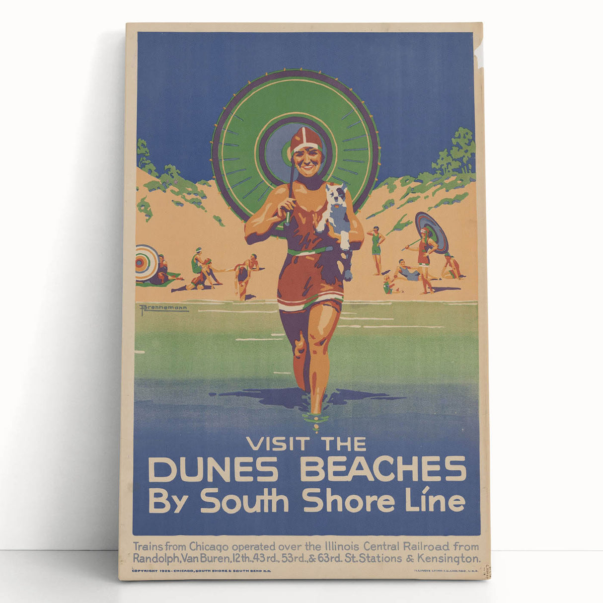 Vintage Indiana Dunes Beaches Poster | Retro South Shore Line Art