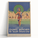 Vintage Indiana Dunes Beaches Poster | Retro South Shore Line Art
