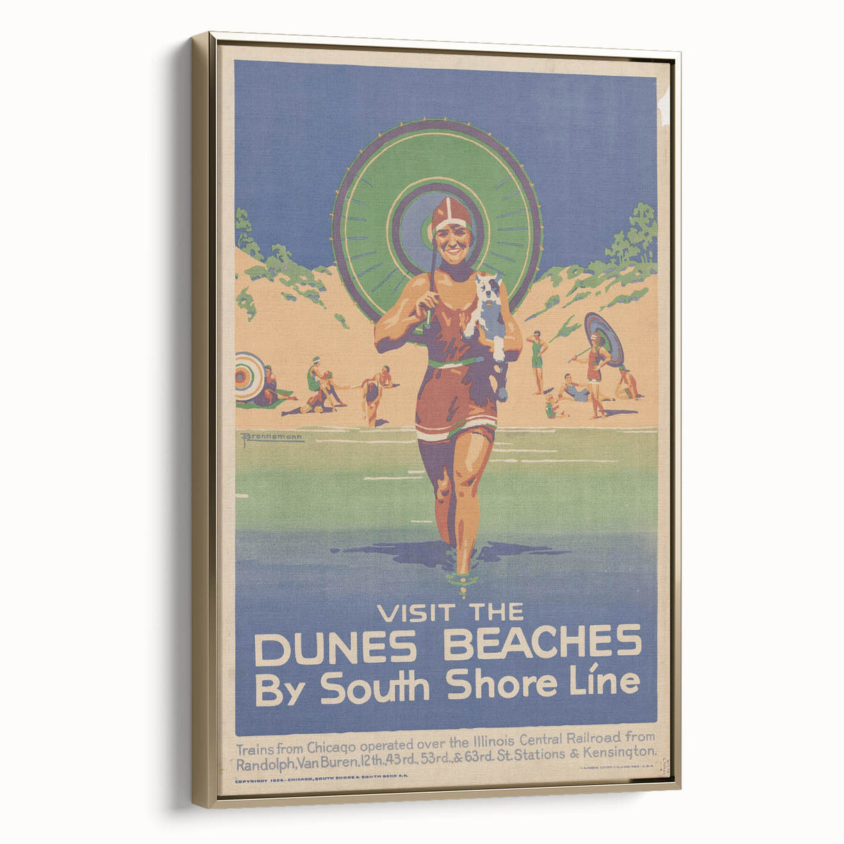 Vintage Indiana Dunes Beaches Poster | Retro South Shore Line Art