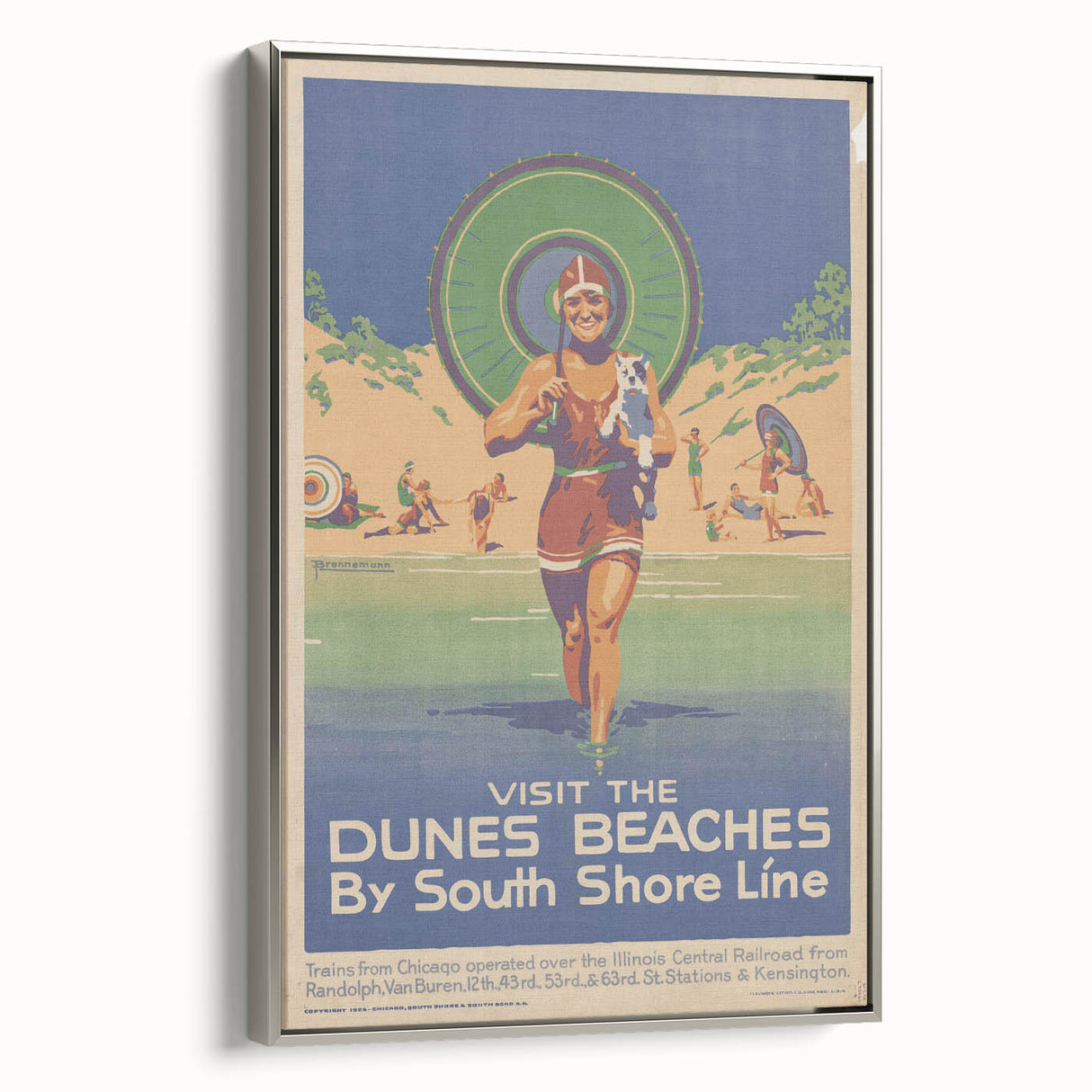 Vintage Indiana Dunes Beaches Poster | Retro South Shore Line Art
