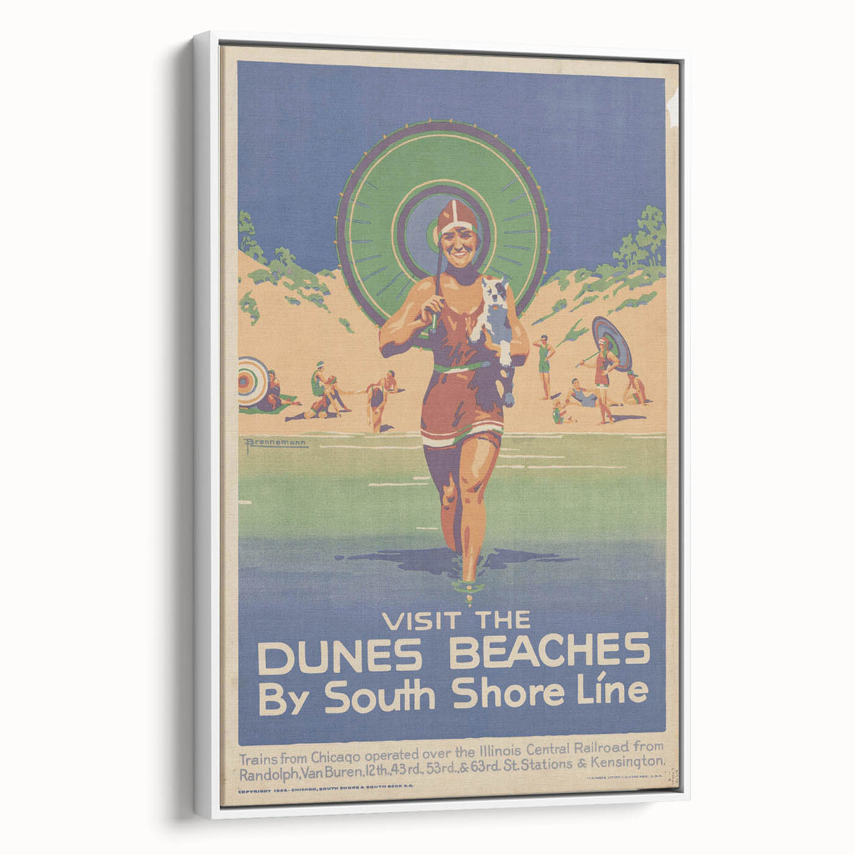 Vintage Indiana Dunes Beaches Poster | Retro South Shore Line Art