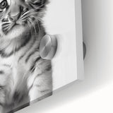 Adorable Tiger Cub Bathroom Wall Art - Fun Black and White Decor