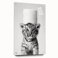 Adorable Tiger Cub Bathroom Wall Art - Fun Black and White Decor