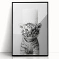 Adorable Tiger Cub Bathroom Wall Art - Fun Black and White Decor