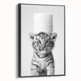 Adorable Tiger Cub Bathroom Wall Art - Fun Black and White Decor