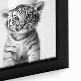Adorable Tiger Cub Bathroom Wall Art - Fun Black and White Decor