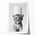 Adorable Tiger Cub Bathroom Wall Art - Fun Black and White Decor