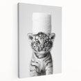 Adorable Tiger Cub Bathroom Wall Art - Fun Black and White Decor