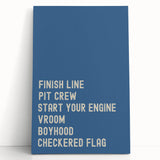 Race Track Words Wall Art - Boys Room Wall Art Kids Wall Art Prints