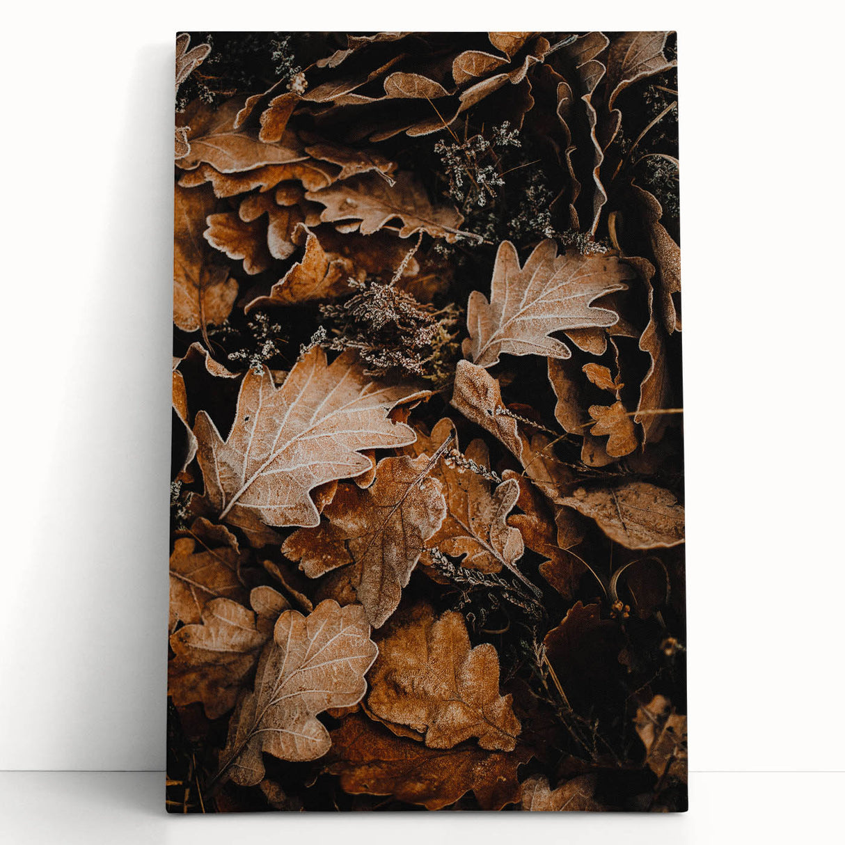 Large black and white stretched canvas featuring a minimalist fall tree design, ideal for kitchen wall art.