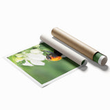 Extra large rolled print featuring a floral art design in pastel shades.