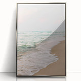 Mid-century modernist art featuring abstract summer motifs in vibrant colors on a framed acrylic print.