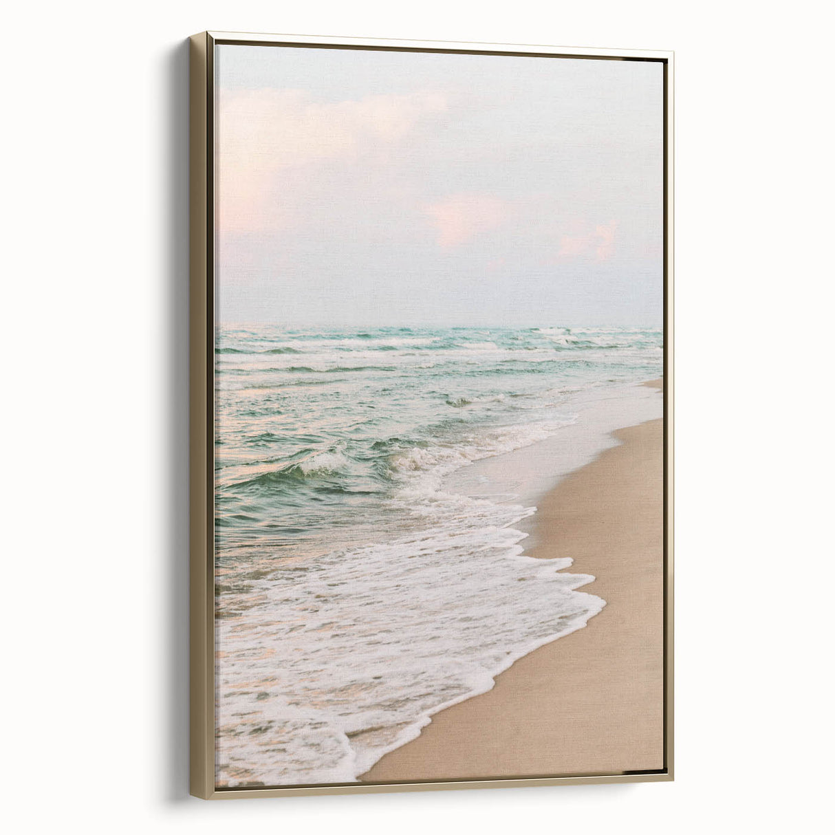 Framed canvas wall art featuring a vintage summer landscape in muted gold and black tones, ideal for bedroom decor.