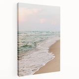 Large stretched canvas depicting a vibrant summer scene with bright green and yellow tones, ideal for kitchen wall art.